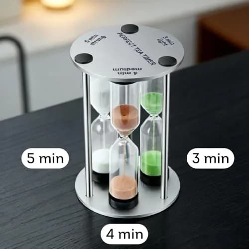 Lily's Home 3.5" Tall 3-in-1 Tea Timer with Brushed Stainless Steel Frame | Perfect for Precise Brewing thumbnail 3