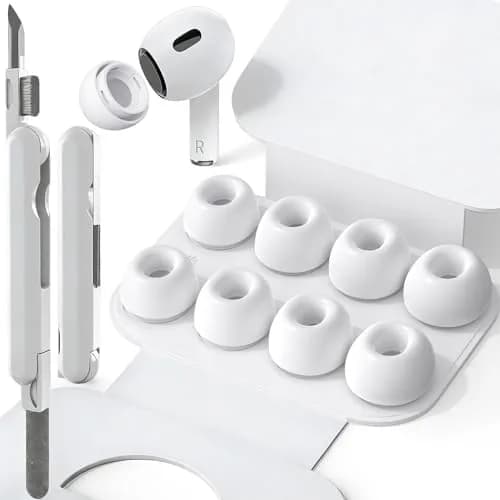 SIXFU Ear Tip Replacement for AirPod Pro & Pro 2 | 4 Sizes, Noise Reduction, Dust Guard, Portable Kit (White) thumbnail 1