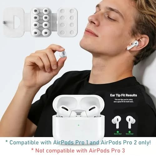 SIXFU Ear Tip Replacement for AirPod Pro & Pro 2 | 4 Sizes, Noise Reduction, Dust Guard, Portable Kit (White) thumbnail 2
