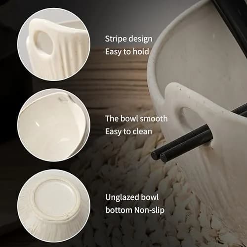 JH JIEMEI HOME Ramen Bowl with Chopsticks & Spoons, 7 Inch Ceramic Set of 2 | Dishwasher Safe for Pho, Udon, Soba, Salad, Pasta thumbnail 5