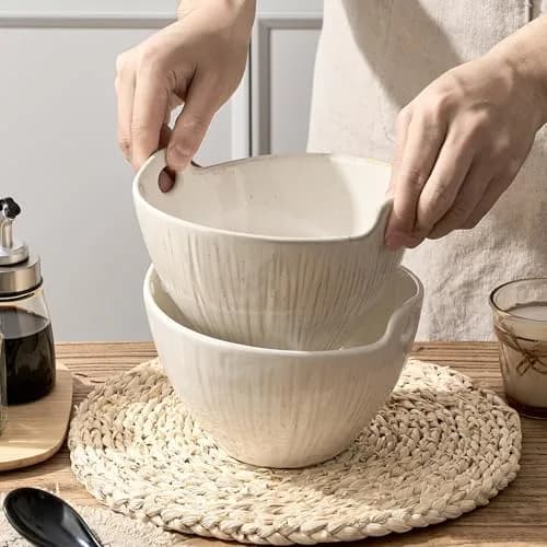 JH JIEMEI HOME Ramen Bowl with Chopsticks & Spoons, 7 Inch Ceramic Set of 2 | Dishwasher Safe for Pho, Udon, Soba, Salad, Pasta thumbnail 2