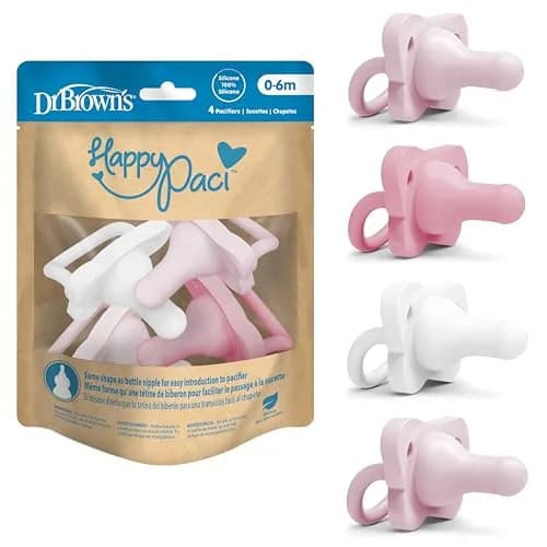 Dr. Brown's HappyPaci Silicone Pacifier 0-6m, 4-Pack | BPA-Free, Soft Silicone thumbnail 1