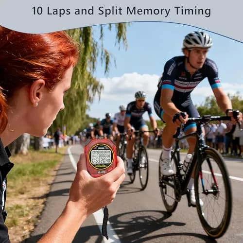 PULIVIA Digital Stopwatch Timer with 10 Laps/Splits & Countdown | 100th Second Accuracy thumbnail 4