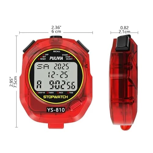 PULIVIA Digital Stopwatch Timer with 10 Laps/Splits & Countdown | 100th Second Accuracy thumbnail 6
