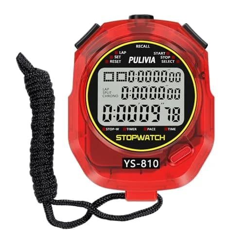 PULIVIA Digital Stopwatch Timer with 10 Laps/Splits & Countdown | 100th Second Accuracy - main product image