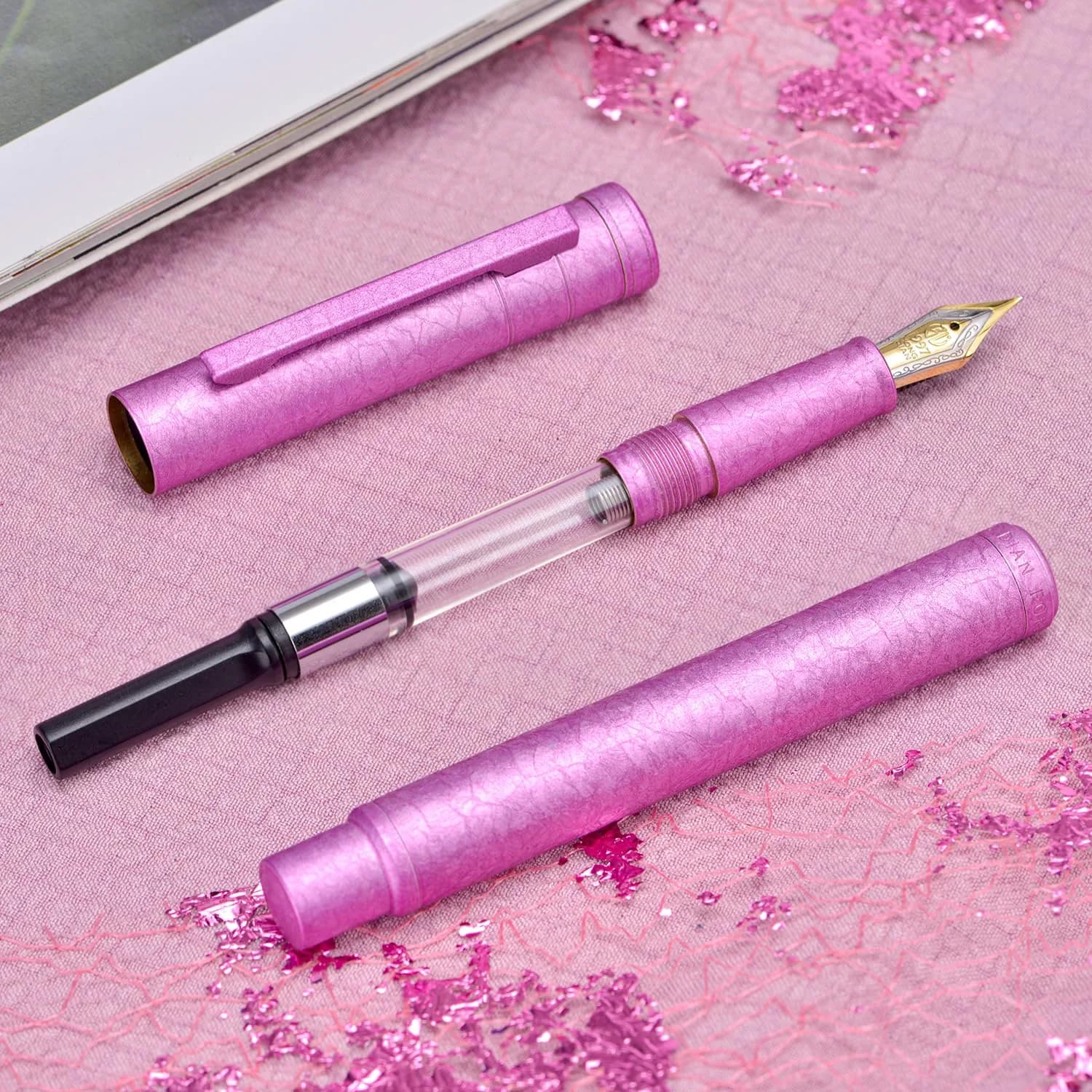 Asvine 1851 Forest Fountain Pen Pink Ice Flowers Medium Nib | Classic Design - view 5