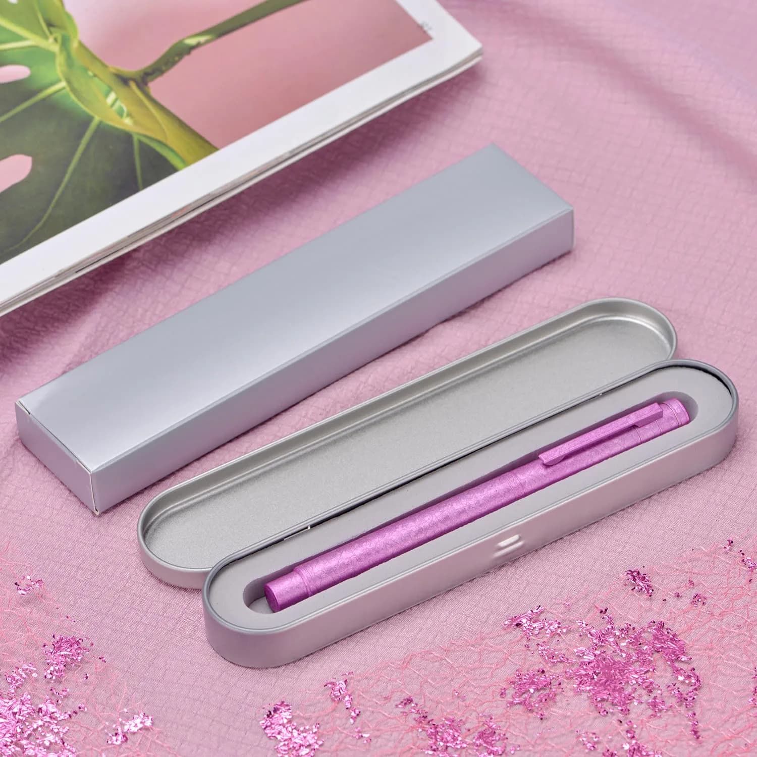 Asvine 1851 Forest Fountain Pen Pink Ice Flowers Bent Nib 13.8cm (5.43 in) | Classic Design with Converter and Metal Pen Case - view 6