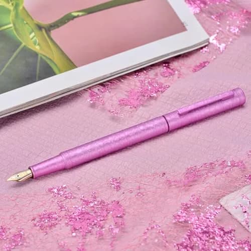 Asvine 1851 Forest Fountain Pen Pink Ice Flowers Bent Nib 13.8cm (5.43 in) | Classic Design with Converter and Metal Pen Case thumbnail 8