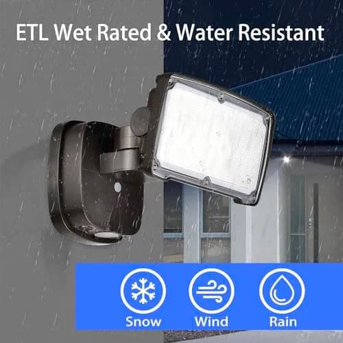 AWSENS 26W LED Flood Light Fixture with Adjustable Head & Motion Sensor, 2500 Lumens, 2-Pack Bronze | ETL Wet Rated Outdoor Security Light thumbnail 3