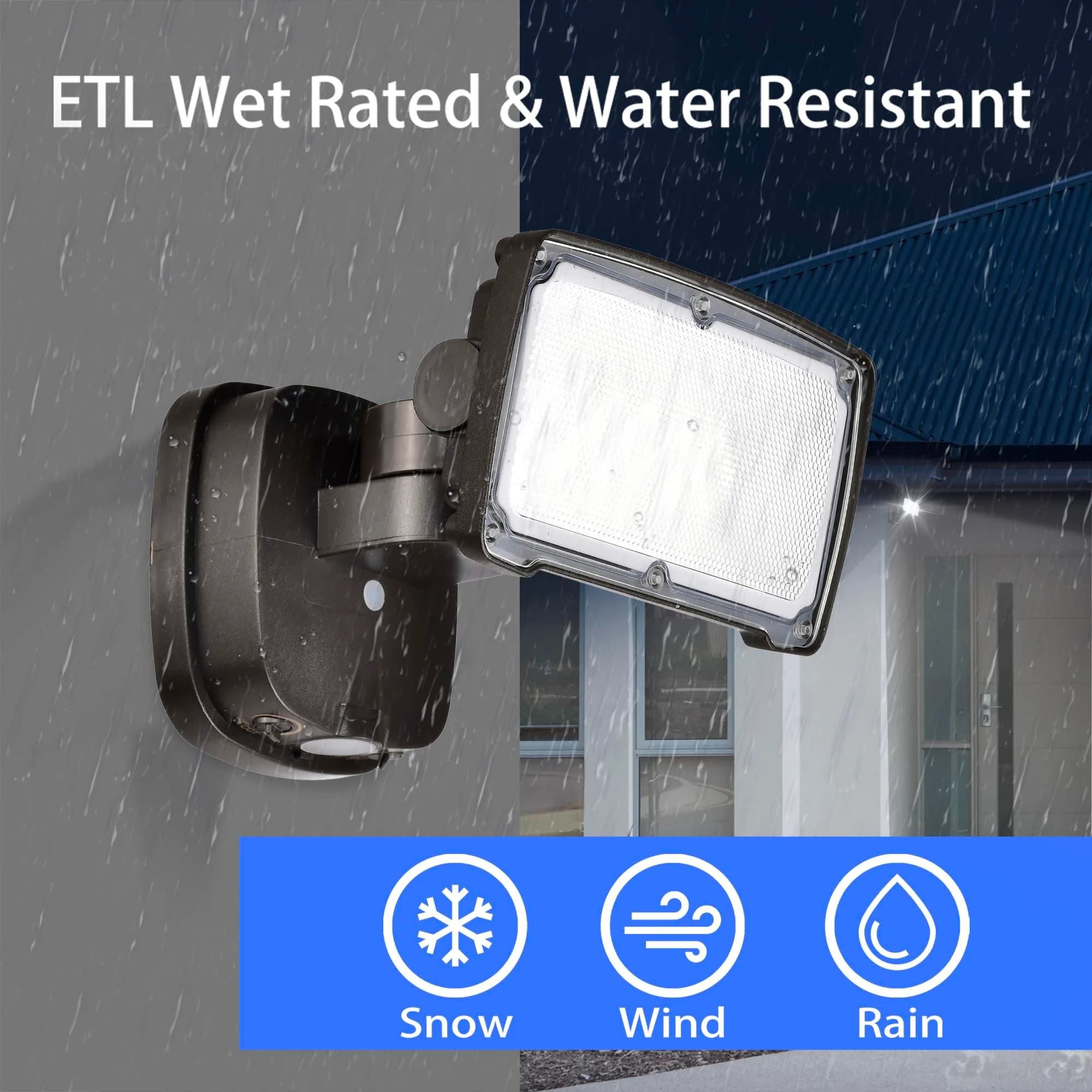 AWSENS 26W LED Flood Light Fixture with Adjustable Head & Motion Sensor, 2500 Lumens, 2-Pack Bronze | ETL Wet Rated Outdoor Security Light - view 3