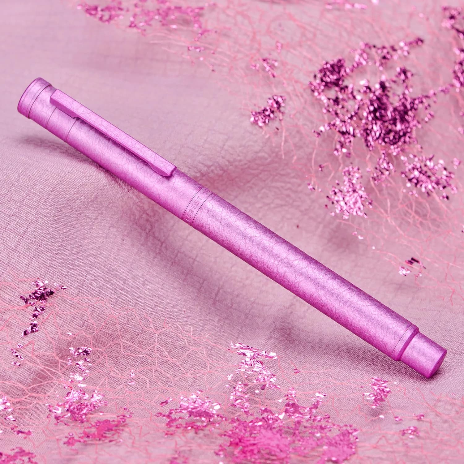 Asvine 1851 Forest Fountain Pen Pink Ice Flowers Extra Fine Nib | Classic Design with Converter and Metal Pen Case - view 4