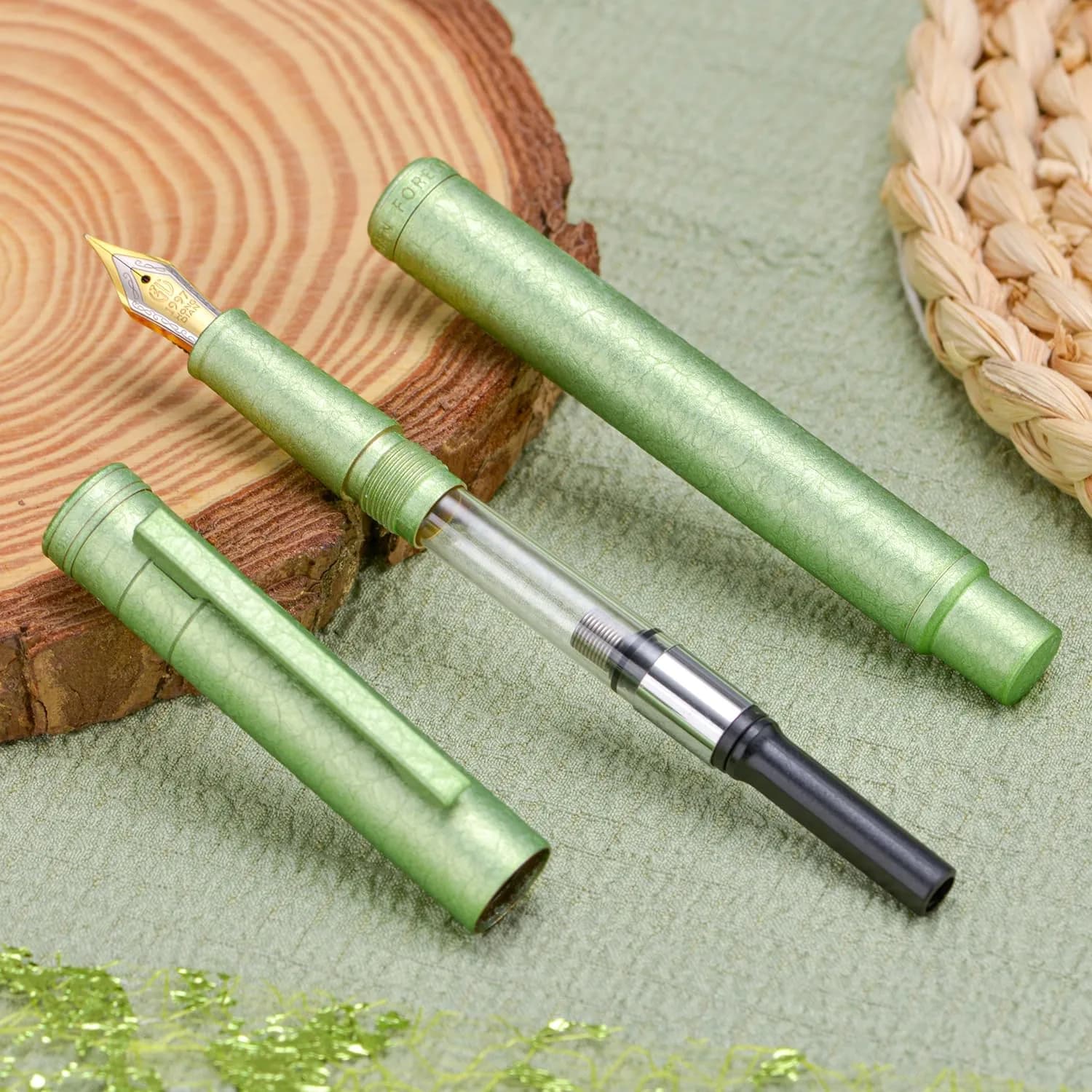 Asvine 1851 Forest Fountain Pen Applegreen Ice Flower, Extra Fine Nib 0.38mm (13.8cm) | Smooth Ink Flow for Students - view 6