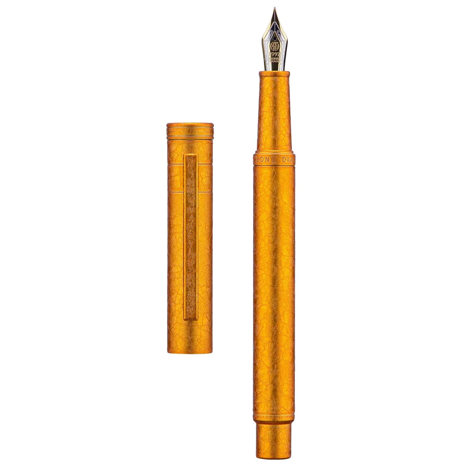Asvine Hongdian 1851 Forest Fountain Pen Golden Ice Flower Fine Nib 0.5mm | Classic Design with Converter & Metal Case - main product image