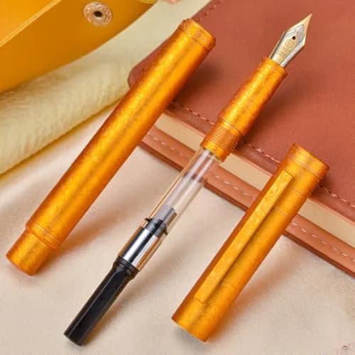 Asvine Hongdian 1851 Forest Fountain Pen Golden Ice Flower Fine Nib 0.5mm | Classic Design with Converter & Metal Case thumbnail 7