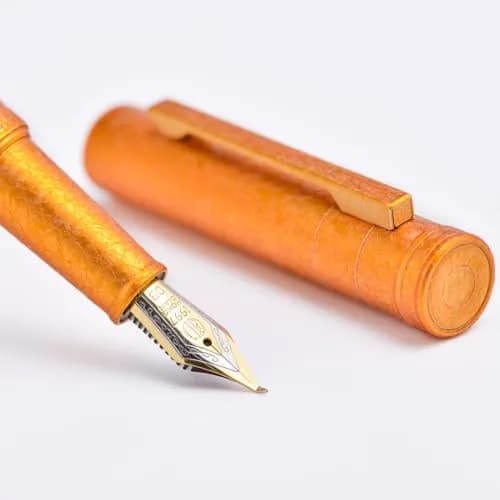 Asvine Hongdian 1851 Golden Ice Flower Bent Point Fountain Pen - Smooth Writing thumbnail 4