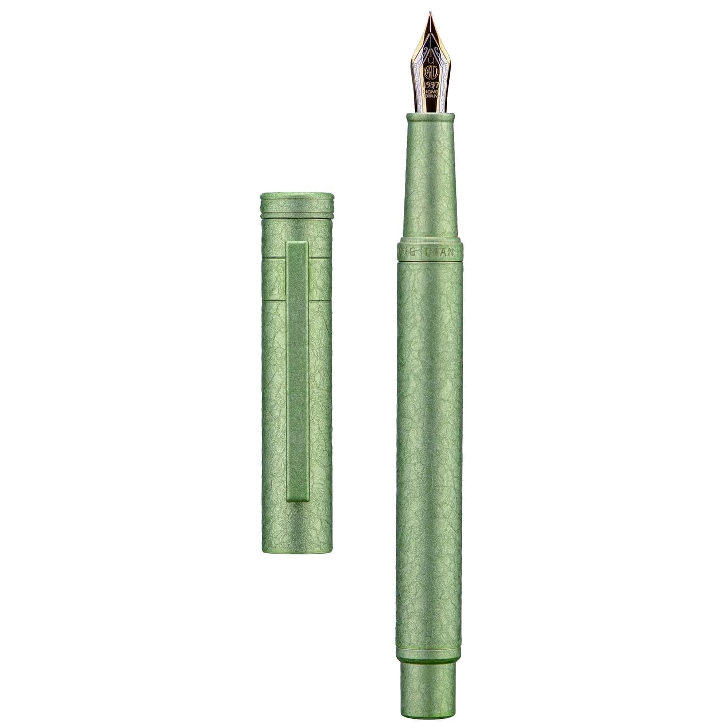 Asvine Hongdian 1851 Forest Fountain Pen Applegreen Ice Flowers Fine Nib 13.8cm (5.43in) | Classic Design with Converter and Metal Pen Case - main product image