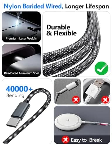 xiwxi 3-in-2 Multi-Charging Cable 1.5m (4.9ft) | MFI-Certified Fast Charging for Apple Watch, iPhone, USB-C thumbnail 4