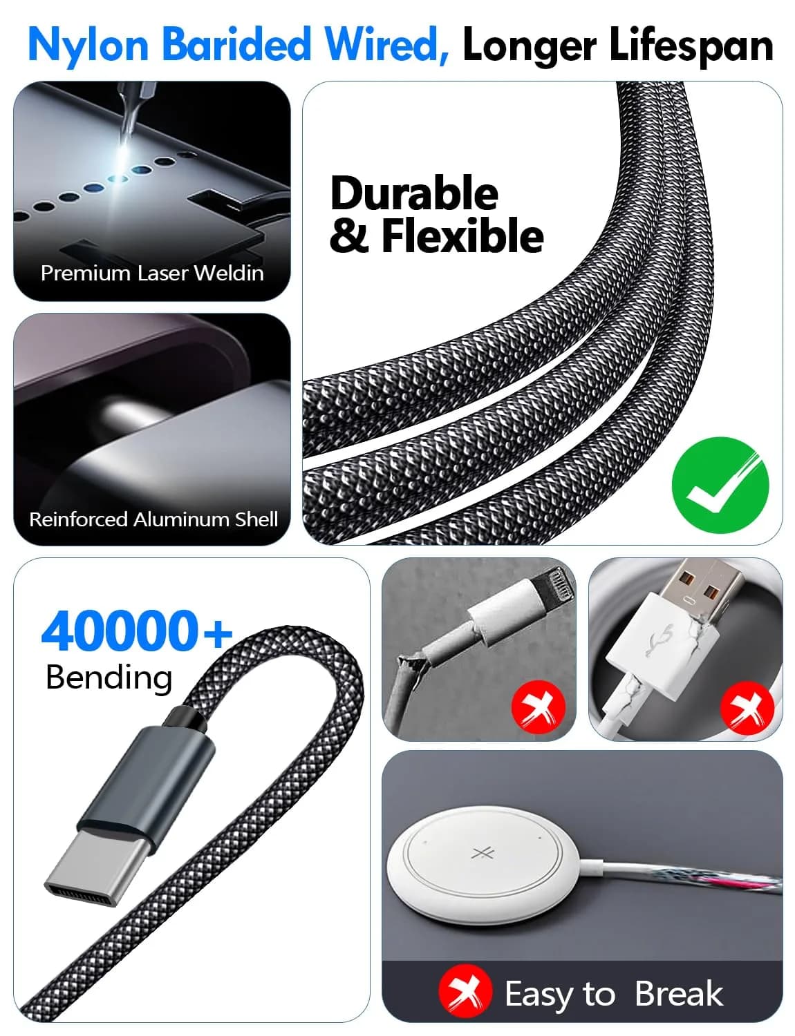 xiwxi 3-in-2 Multi-Charging Cable 1.5m (4.9ft) | MFI-Certified Fast Charging for Apple Watch, iPhone, USB-C - view 4