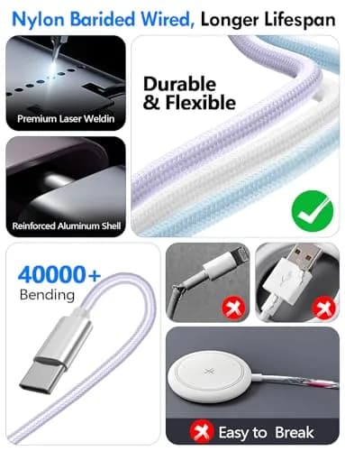 xiwxi 3-in-2 Multi Charging Cable 1.5m (4.9ft) | MFi Certified Fast Charging for Apple Watch, iPhone, USB-C thumbnail 5