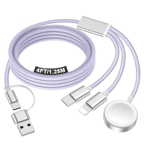 xiwxi 3-in-2 Multi Charging Cable 1.5m (4.9ft) | MFi Certified Fast Charging for Apple Watch, iPhone, USB-C thumbnail 1
