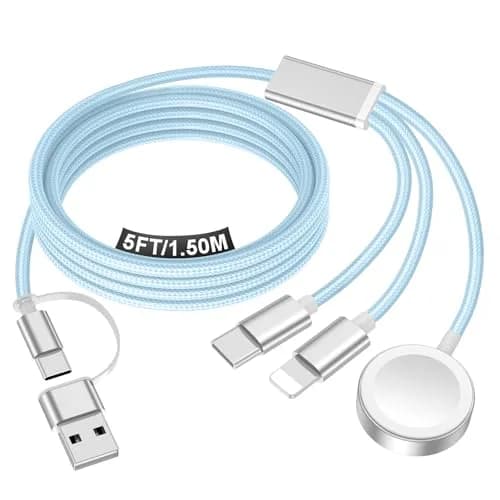 xiwxi 3-in-2 Multi-Charging Cable 1.5m (4.9ft) | MFI-Certified Fast Charging for Apple Watch, iPhone, USB-C thumbnail 1