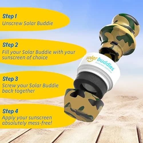 Solar Buddies Refillable Sunscreen Applicator Camo 100ml (3.4 Fl Oz) | Mess-Free Roll-on for Kids & Families thumbnail 4