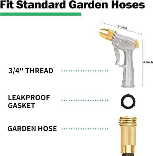 AUTOMAN Garden Hose Nozzle Sprayer 2 Pack | Heavy Duty Metal Water Nozzle with 4 Patterns for Garden & Car Wash thumbnail 2