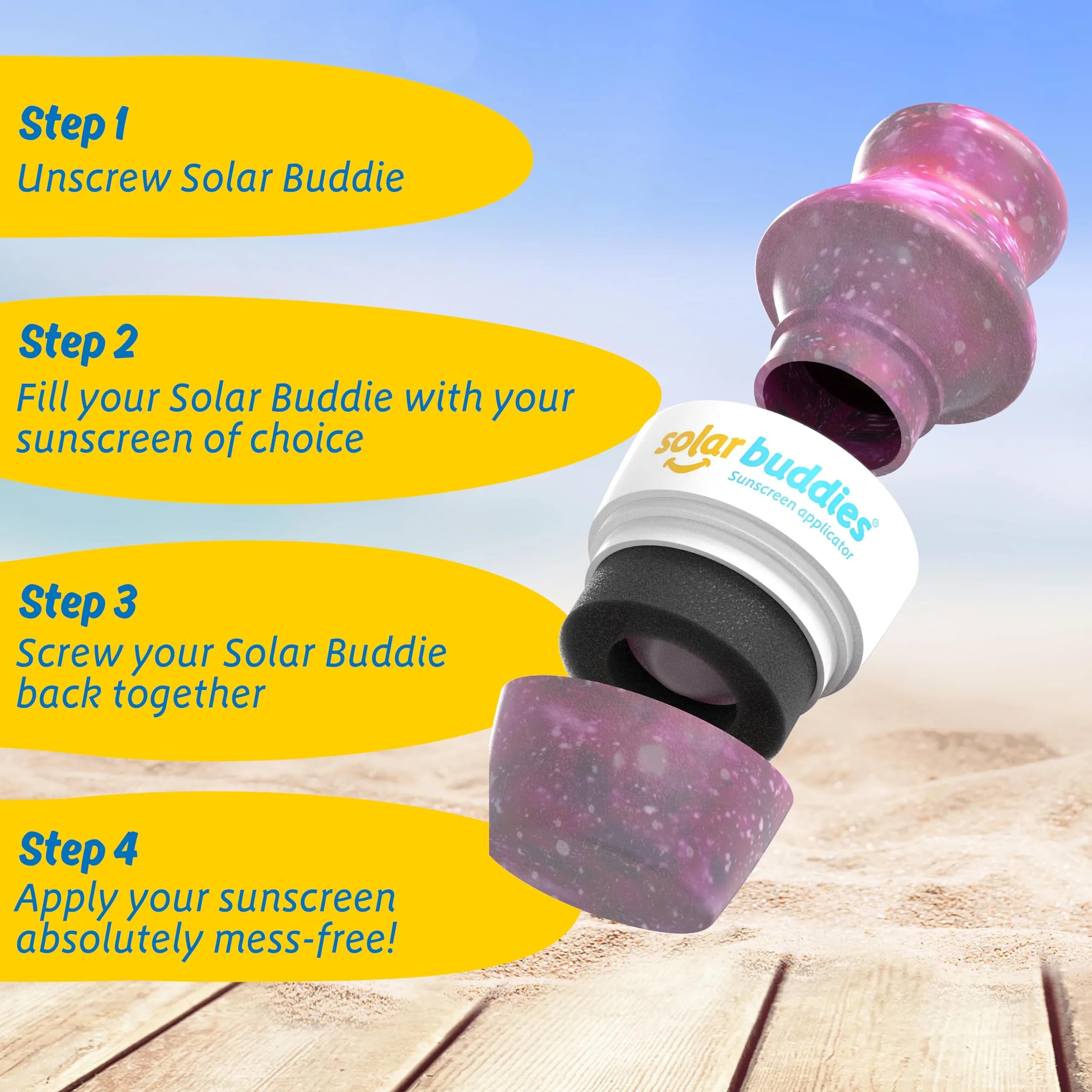 Solar Buddies Sunscreen Applicator - Galaxy Edition 100ml (3.4 Fl Oz) | Refillable Roll-on Sponge, Travel Size - view 4