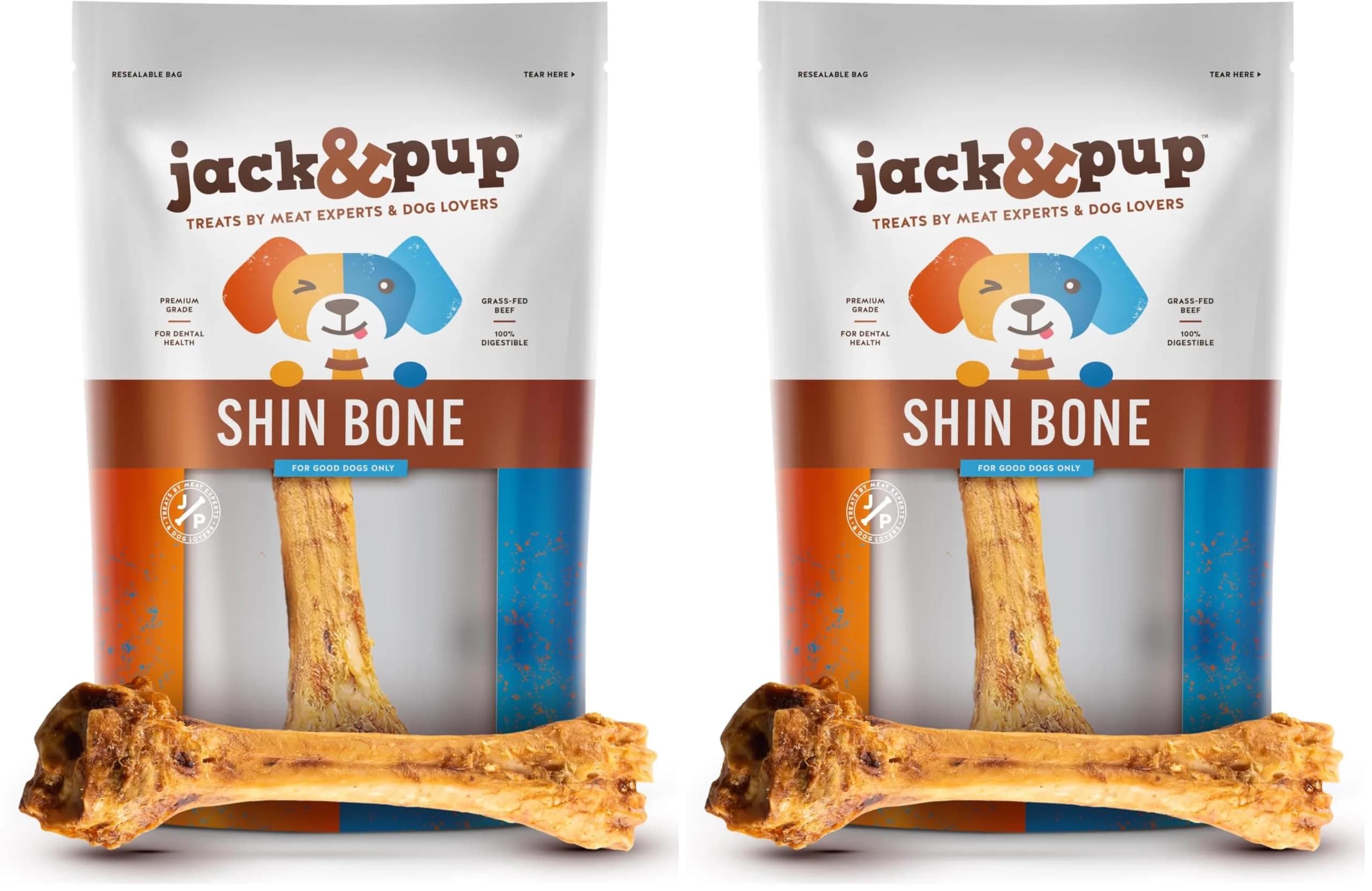 Jack&Pup Beef Shin Bones 8-11 Inches | Natural, Long Lasting Dog Chew for Large Dogs — 1 Ounce