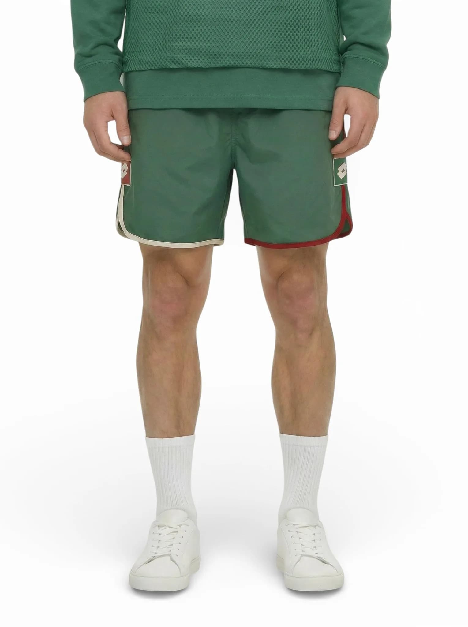 LOTTO Shorts for Men – 4-Way Stretch, Moisture-Wicking, Adjustable Fit, Side Pockets, Pine Green | Active Sportswear