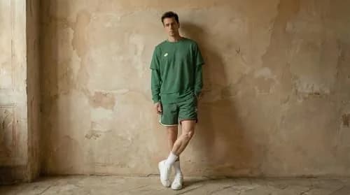 LOTTO Shorts for Men – 4-Way Stretch, Moisture-Wicking, Adjustable Fit, Side Pockets, Pine Green | Active Sportswear thumbnail 3