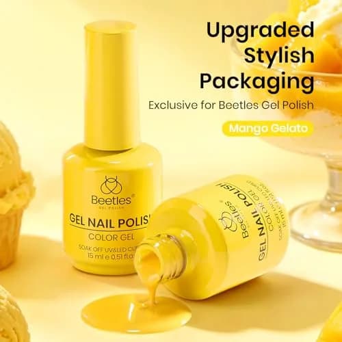 Beetles Gel Nail Polish Mango Gelato 15ml (0.51 Fl Oz) | Professional UV/LED Cure Yellow Gel thumbnail 5