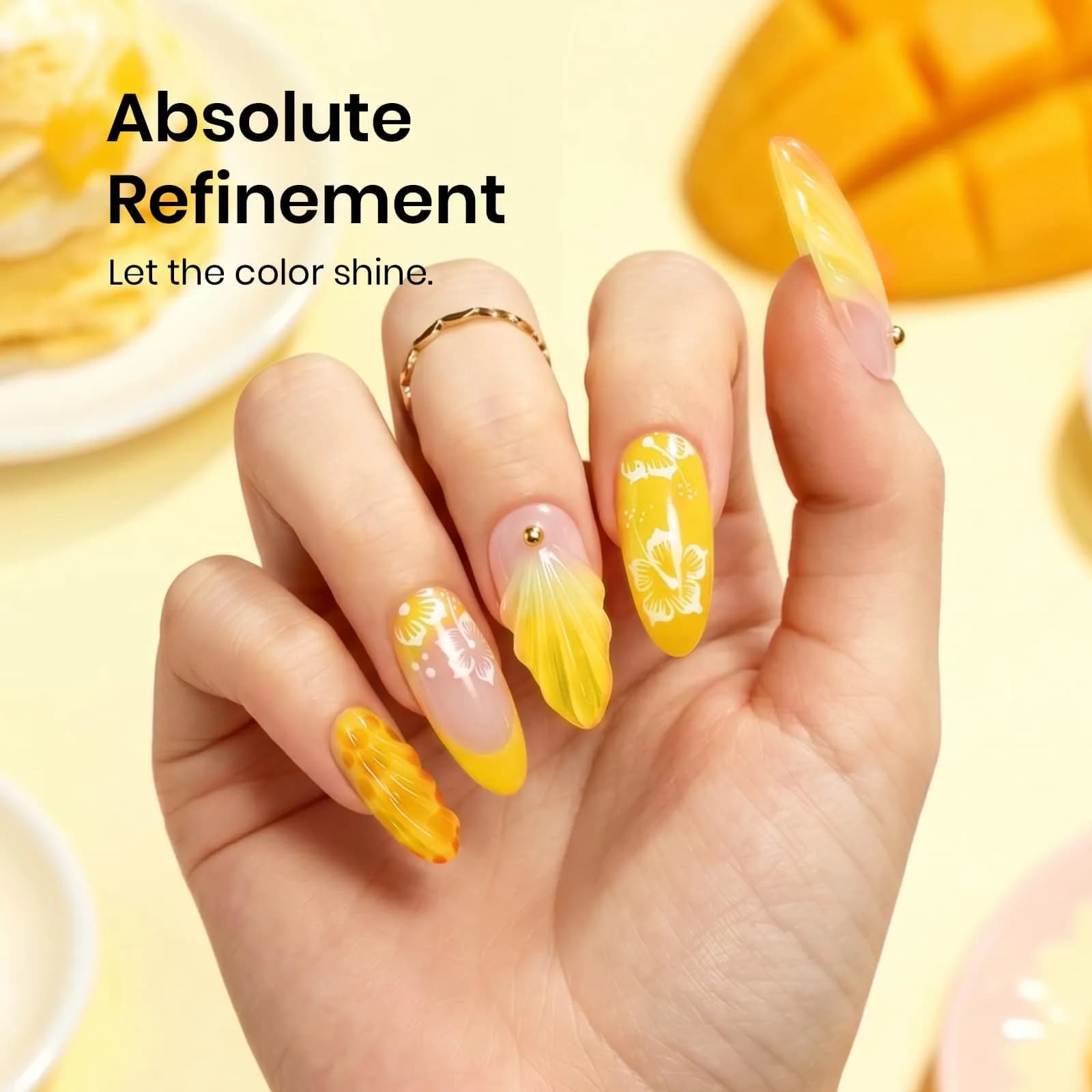beetles Yellow Gel Nail Polish - Mango Gelato Color, 15ML | Summer Nails Art - view 3