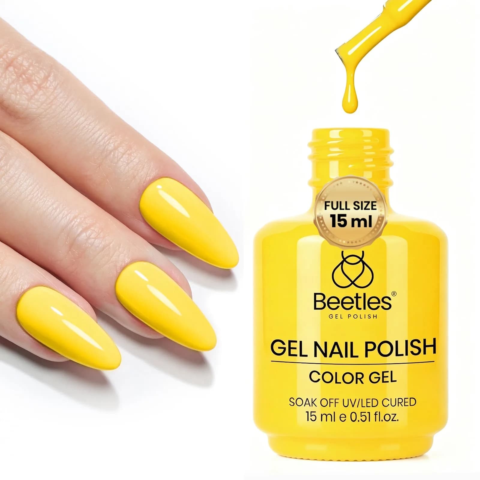 beetles Yellow Gel Nail Polish - Mango Gelato Color, 15ML | Summer Nails Art - view 7