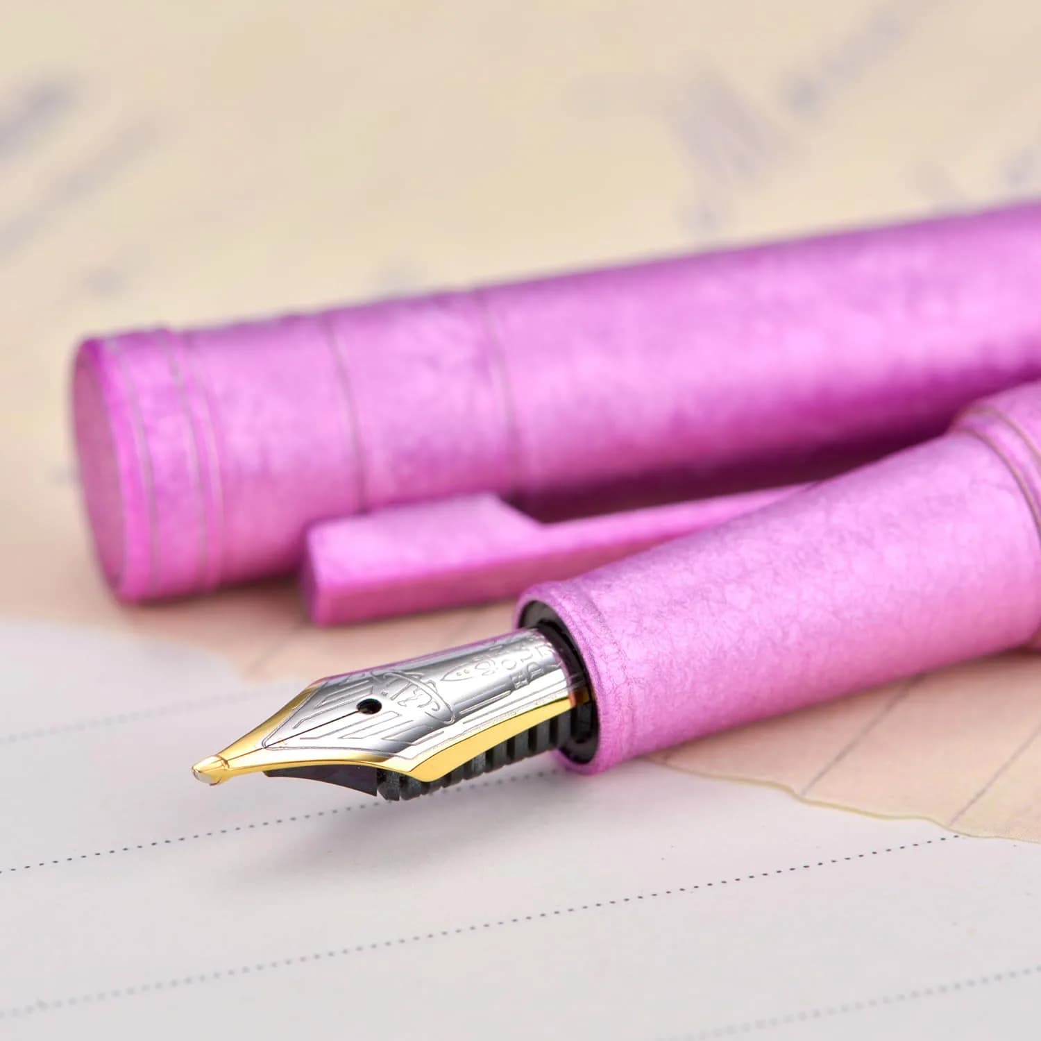 Asvine Hongdian 1851 Forest Fountain Pen Pink Ice Flowers Blade Nib 13.8cm (5.4in) | Smooth Ink Flow - view 7