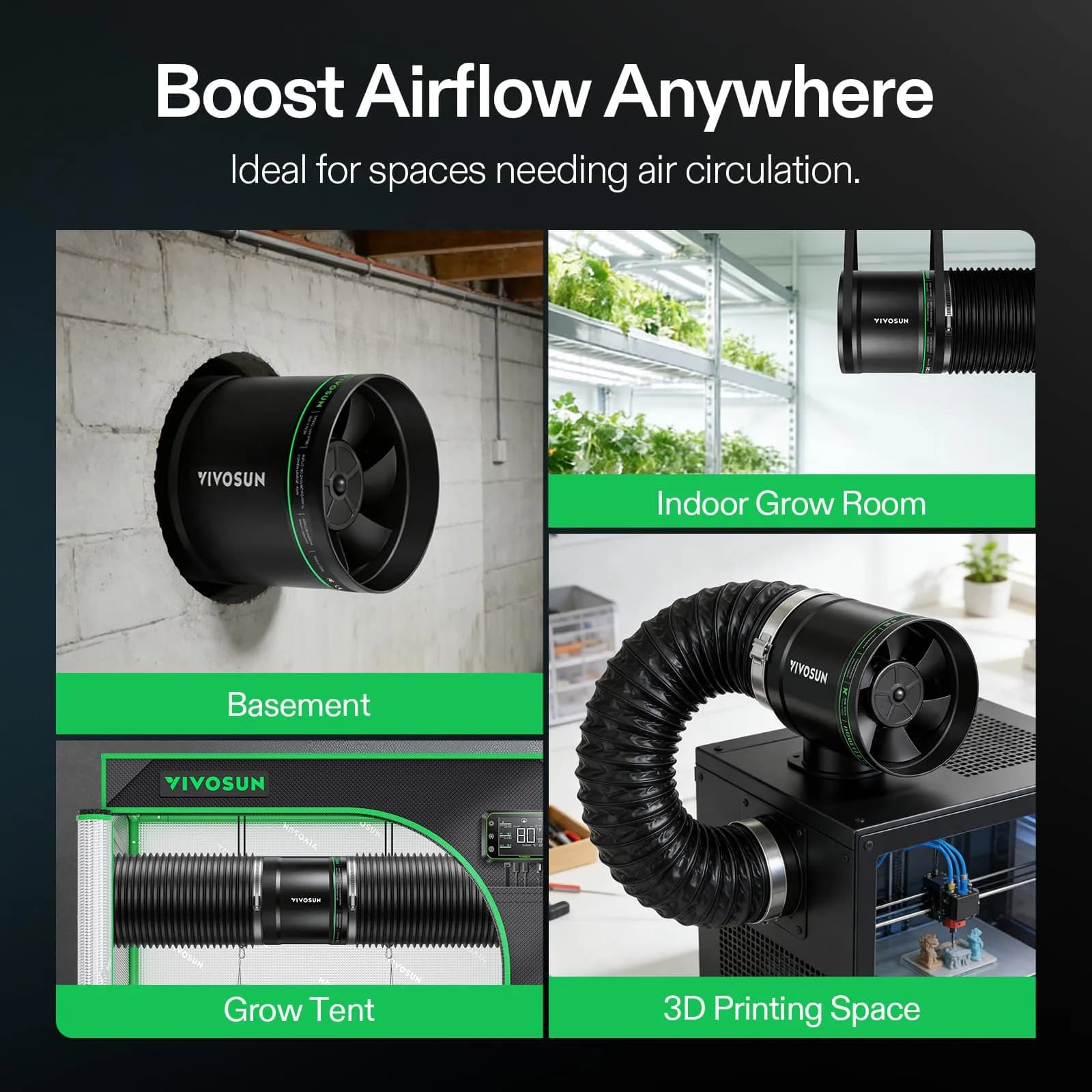 VIVOSUN 8" Inline Duct Fan 640 CFM | Variable Speed Control for Grow Tents & Workshops - view 6