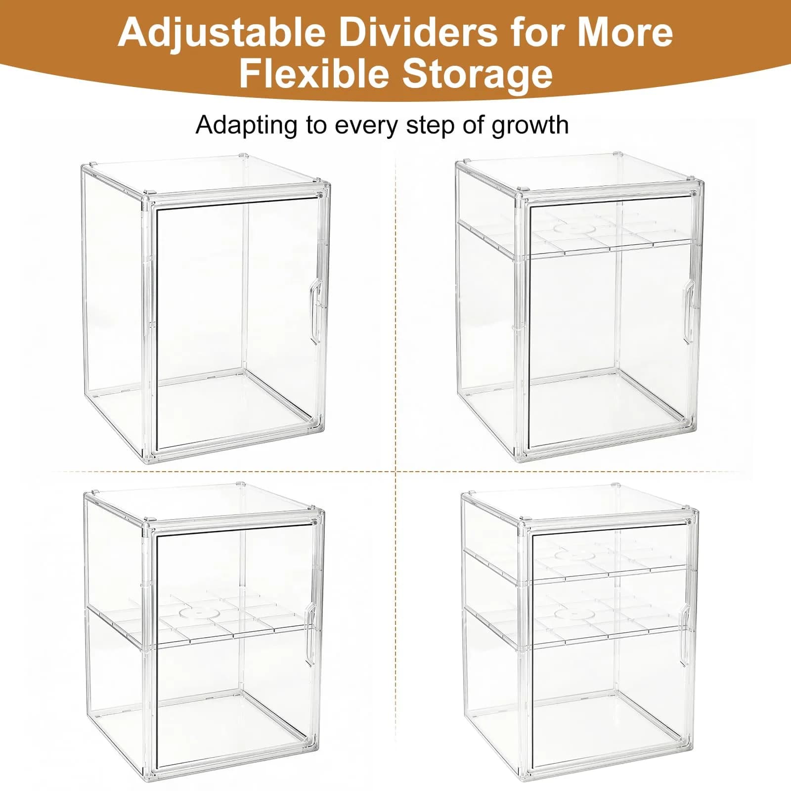 ERTIUANIO 3-Tier Acrylic Baby Bottle Organizer Container with Magnetic Door 10.3" L x 10" W x 14.2" H | Dust-Proof Nursery Storage - view 7