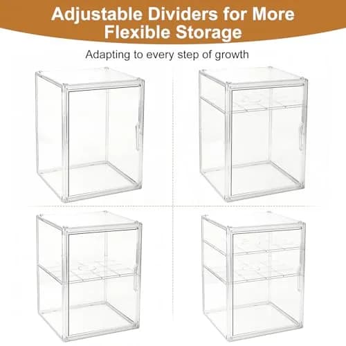 ERTIUANIO 3-Tier Acrylic Baby Bottle Organizer Container with Magnetic Door 10.3" L x 10" W x 14.2" H | Dust-Proof Nursery Storage thumbnail 7