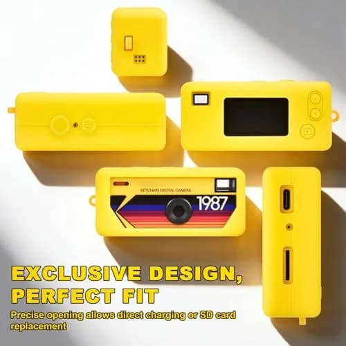 PAIYULE Silicone Case for Kodak CHARMERA Keychain Mini Digicam | Yellow, 2.4cm (0.94in) x 4.6cm (1.81in) x 6.7cm (2.64in) thumbnail 3