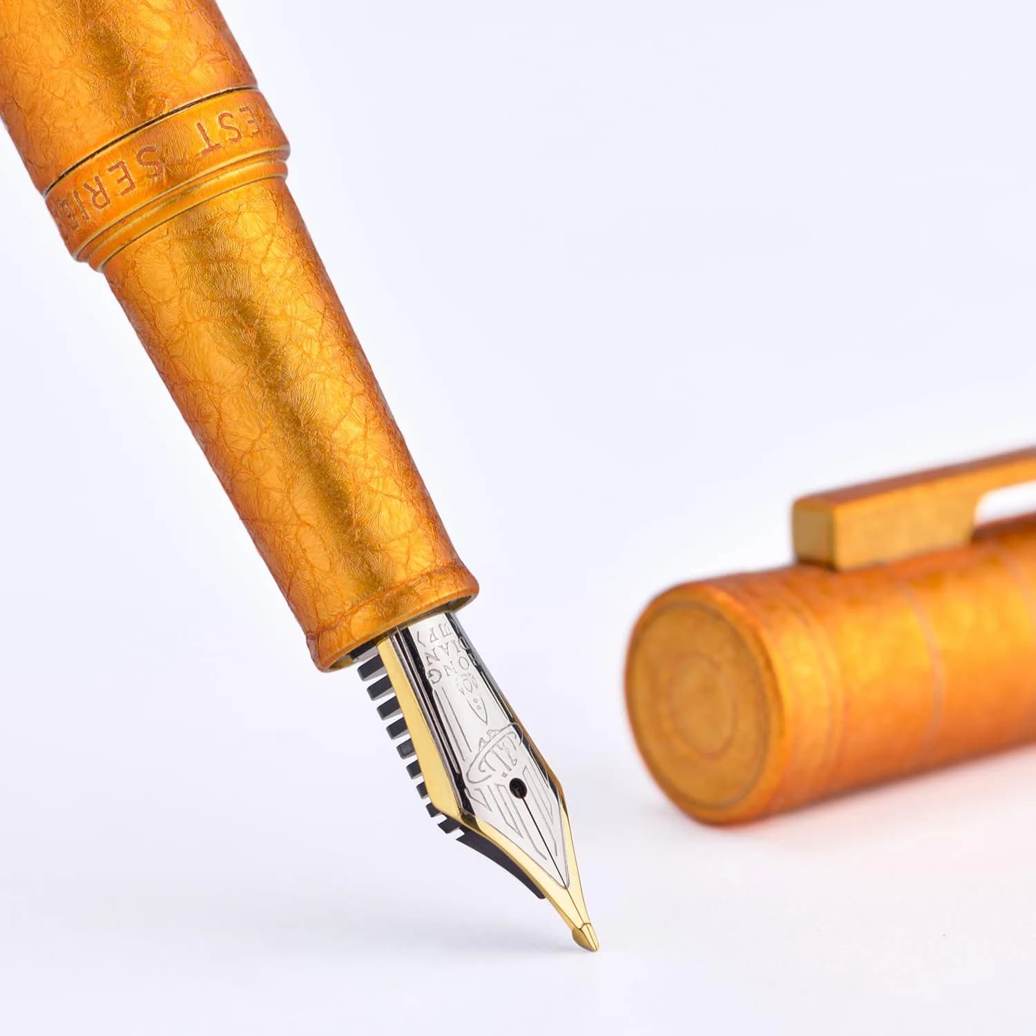 Asvine Hongdian 1851 Fountain Pen - Golden Ice Flower, Long Knife Point Nib for Smooth Writing - view 4