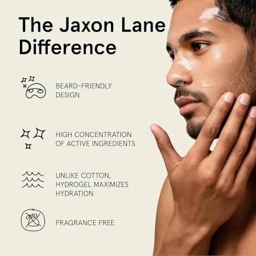 JAXON LANE Korean Beard-Friendly Half Sheet Face Mask for Men, 5 Pack | Hydrating & Brightening thumbnail 4