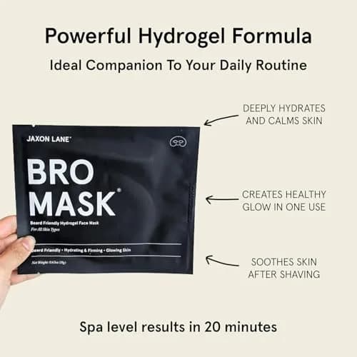 JAXON LANE Korean Beard-Friendly Half Sheet Face Mask for Men, 5 Pack | Hydrating & Brightening thumbnail 2