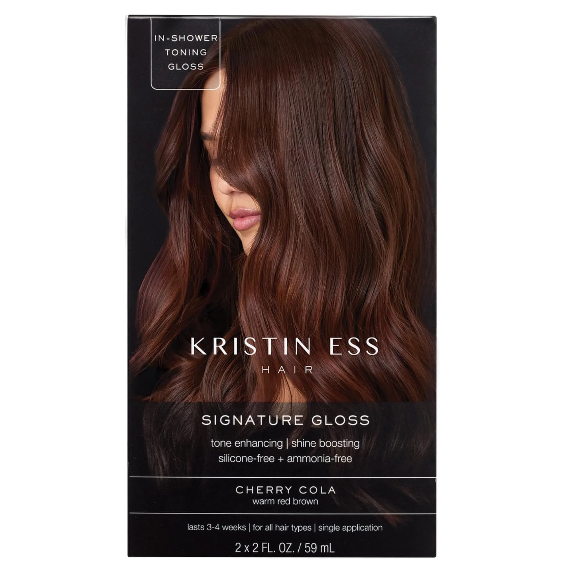 Kristin Ess Hair Gloss Chocolate Cosmo Dark Golden Brown 118ml (4 Fl Oz) | Semi-Permanent Color Depositing Conditioner for Vibrant Shine — Warm Red Brown