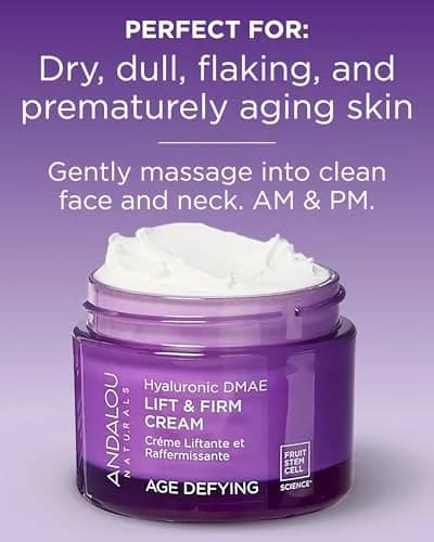 Andalou Naturals Hyaluronic DMAE Lift & Firm Skin Cream 100ml (3.4 Fl Oz) | Anti Aging Face Moisturizer thumbnail 4