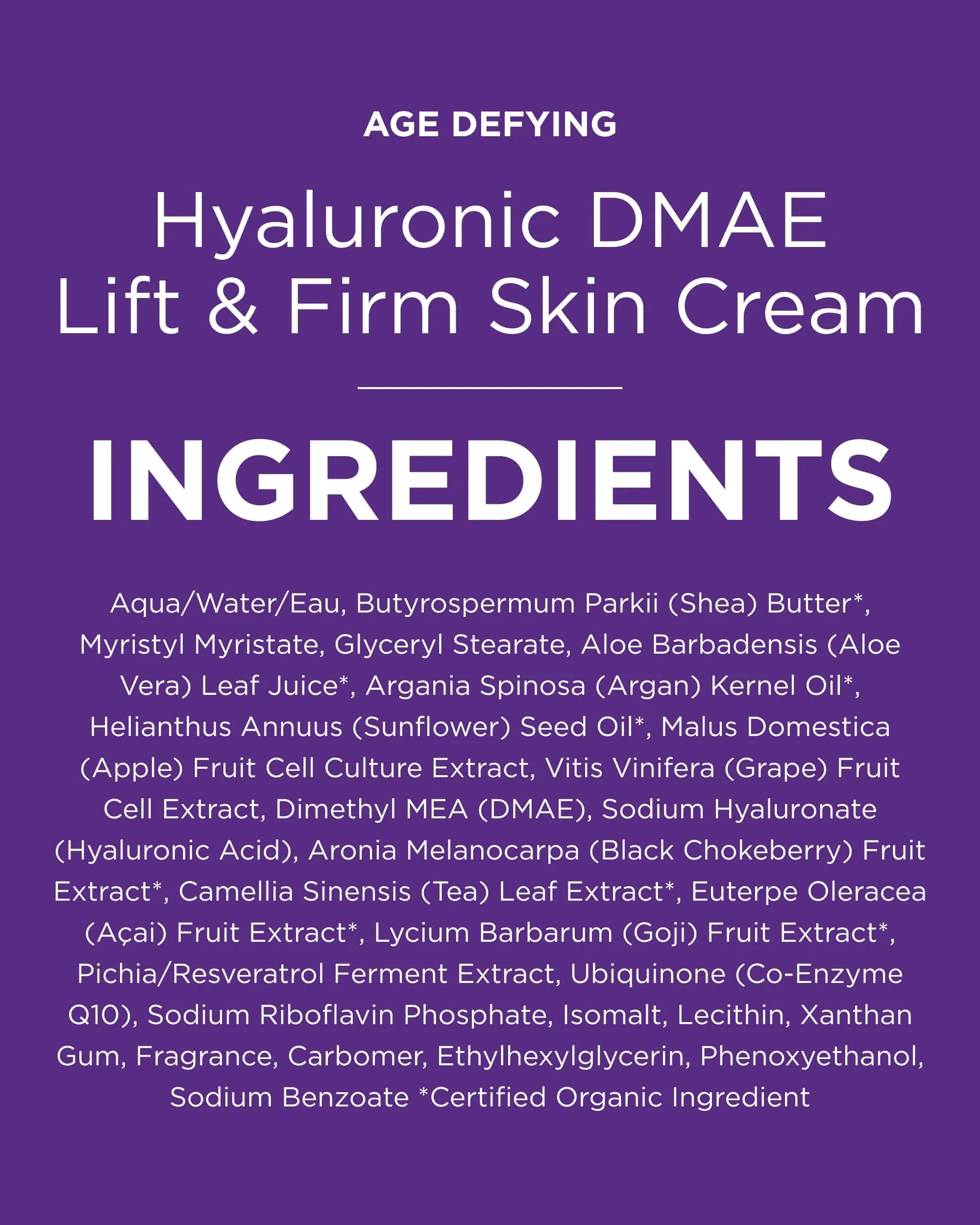 Andalou Naturals Hyaluronic DMAE Lift & Firm Skin Cream 100ml (3.4 Fl Oz) | Anti Aging Face Moisturizer - view 8