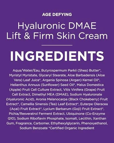 Andalou Naturals Hyaluronic DMAE Lift & Firm Skin Cream 100ml (3.4 Fl Oz) | Anti Aging Face Moisturizer thumbnail 8