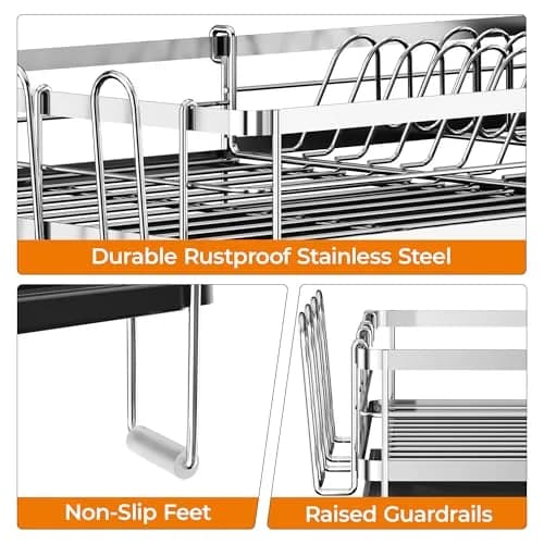 Delamu Stainless Steel Dish Drying Rack, Expandable, 13.4"-28.7" | Rust-Resistant & Foldable thumbnail 4