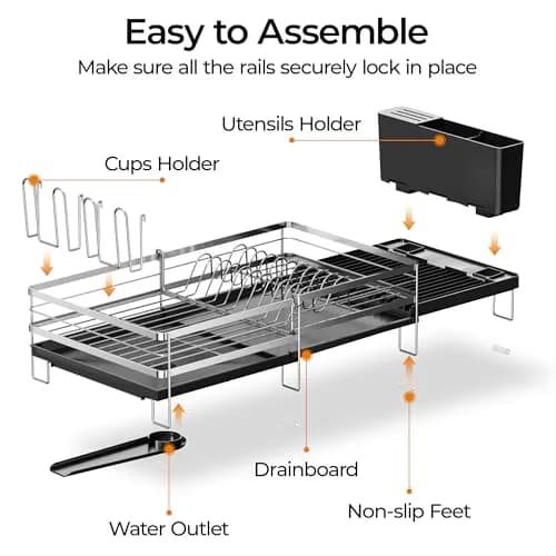 Delamu Stainless Steel Dish Drying Rack, Expandable, 13.4"-28.7" | Rust-Resistant & Foldable thumbnail 8