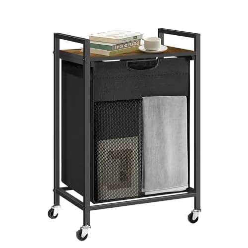BRITEMART Laundry Hamper with Shelf 69L | Metal Frame, Lockable Wheels, Removable Bags thumbnail 1