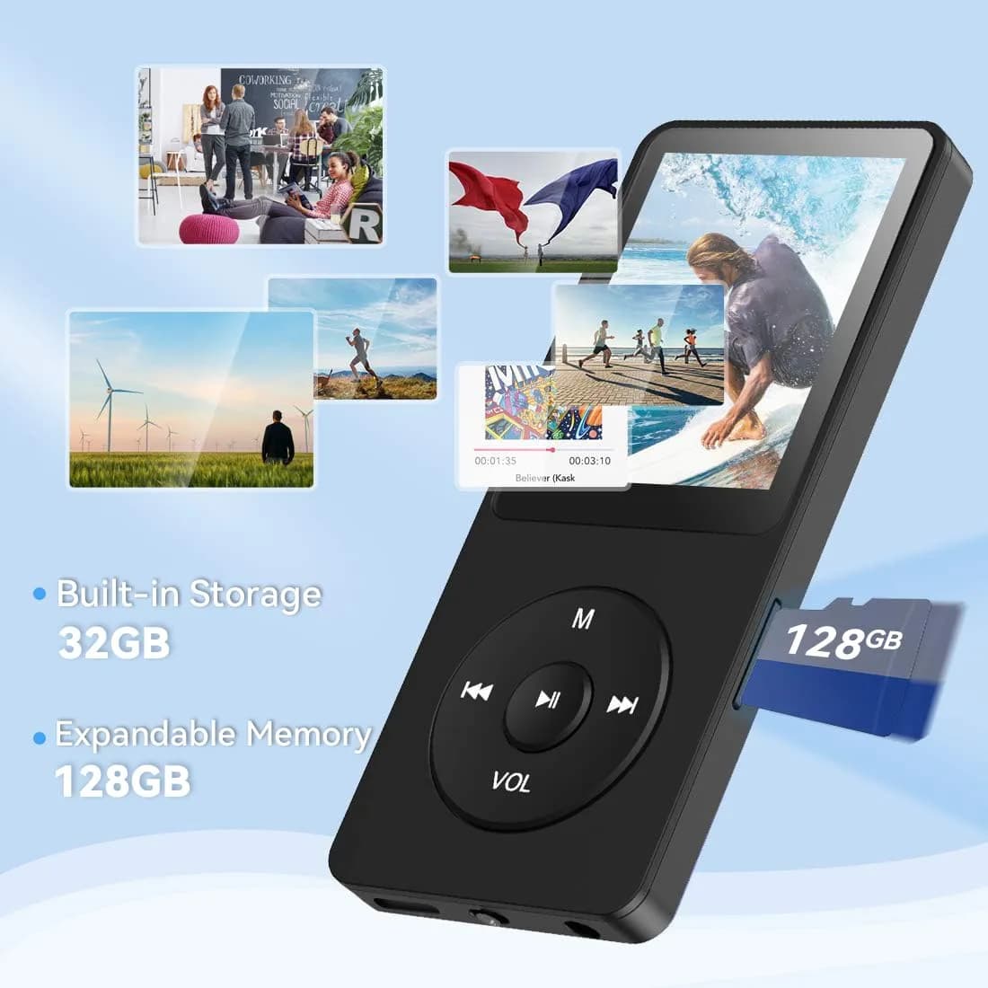 AGPTEK A02 MP3 Player 32GB Black | 70 Hours Playback - view 5